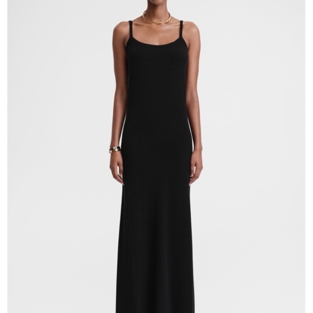 NWT Toteme Elegant Black Maxi Brushed Knit Cashmere Dress